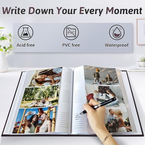 Popotop Photo Album 4x6 300 Photos with Writing Space, Leather Cover Album with Display Picture Window, Photo Book for Wedding Family Baby Gift - Image 3