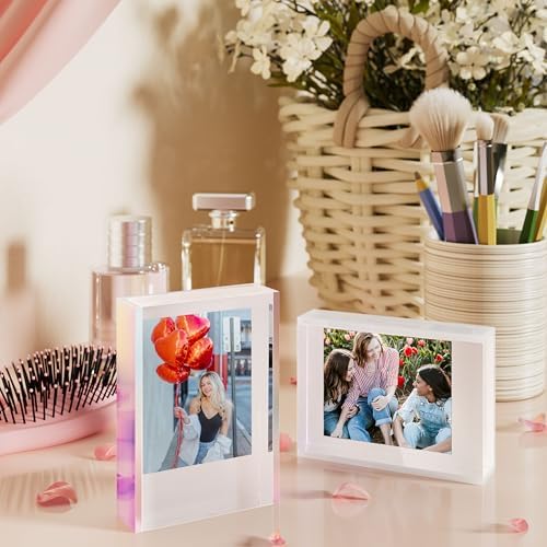 Instax Mini Picture Frames for Polaroid & Fujifilm Instax Mini Camera/ Printer Film, 2x3 Cute Polaroid Photo Frame, Tabletop Small Picture Display Holder for Instant Photo, Iridescent Acrylic, 3 Pack - Image 4