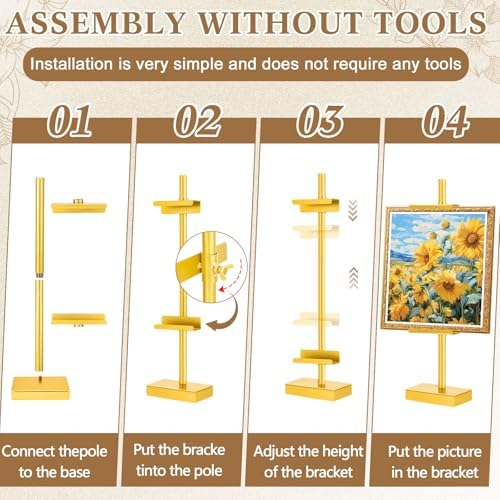 Wenqik 2 Pack Adjustable Tabletop Easel Stand Metal Picture Frame Stand Table Art Easels for Display Adjustable Picture Holder for Photo, Signs, Canvas(Gold,18 Inch) - Image 3