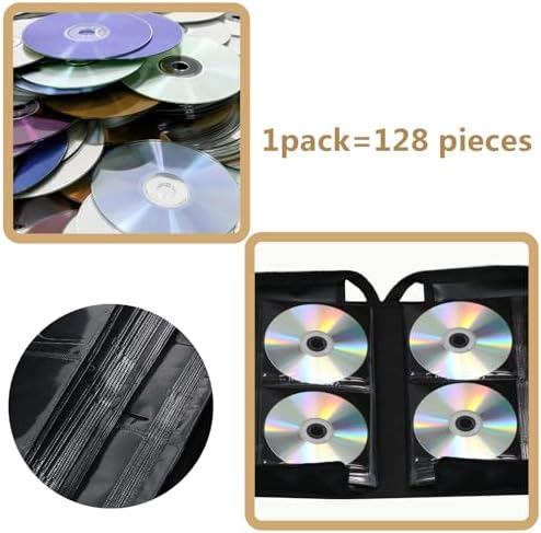 DVD Case CD Storage,128 Capacity CD Cases Holder DVD Storage Case Holders CD DVD Disc Case Storage Wallet Binder for Car Home Office Travel (128 Black) - Image 5