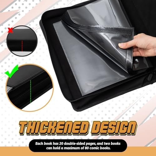 Zhehao 1 Pack Comic Book Binder, 20 Sleeves, Holds up to 40 Comics, Black - Image 5