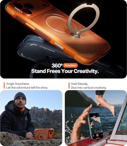 TORRAS Ostand Q3 Air for iPhone 17 Pro Case 6.3'' with Stronger Magnetic Stand, Fit for Magsafe, Airbags Miltary Protection, Camera Control for iPhone 17 Pro Case, Shockproof & Stylish, Midnight Blue - Image 5