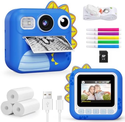 KOKODI Kids Camera Instant Print, Toddler Cameras Christmas Birthday Gifts for Boys Age 3-12, Digital Video Instant Printer Camera for Kids, Toys for Ages 5-7 Boys (Blue) by WhereKidsLearnThroughPlay