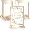 EHWINE 8 Pack Acrylic Sign Holder 8.5 x 11, Gold Double-Sided Display Stand by EHWINE