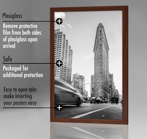 Americanflat 24x36 Poster Frame - Mahogany Engineered Wood with Polished Plexiglass - Wide Picture Frame for Vertical or Horizontal Wall Display - Epic Collection - Mahogany - Image 6