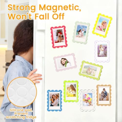 10 Pack Acrylic Fridge Magnetic Frame for Polaroid, 2.36x3.54 In Mini Picture Frames Colorful for Fujifilm Instax Mini, 2 Sided Photo Refrigerator Magnet Picture Display Clear Frame Petal - Image 4
