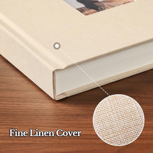 Pssoss 8x8 Inch DIY Scrapbook Album, Linen Hardcover, 40 Pages, Beige - Image 6