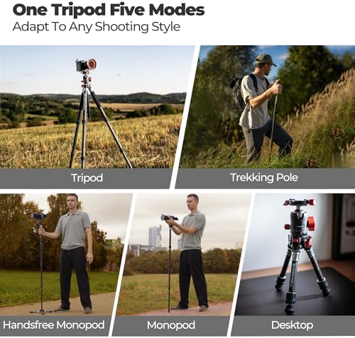 The Real Multi-Tripod 5-in-1- Carbon Fiber Design for Cameras & Smartphones, Tripod, Monopod, Trekking Pole, Desktop Mode – Up to 20kg Payload - Image 2