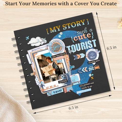 6.3x6.3 in Scrapbook Photo Album 20 Sheets, Black - Image 3