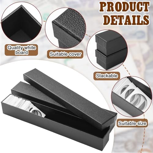 Teling 8 Pcs 2x2 Coin Storage Collectors Box, 15 x 2 x 2 Inches, Black - Image 4