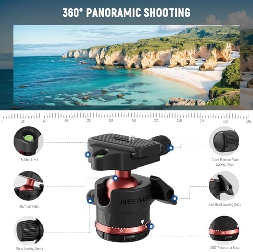 NEEWER Basics 70.9" Camera Tripod Monopod w Center Column/Ball Head, TP16 - Image 4