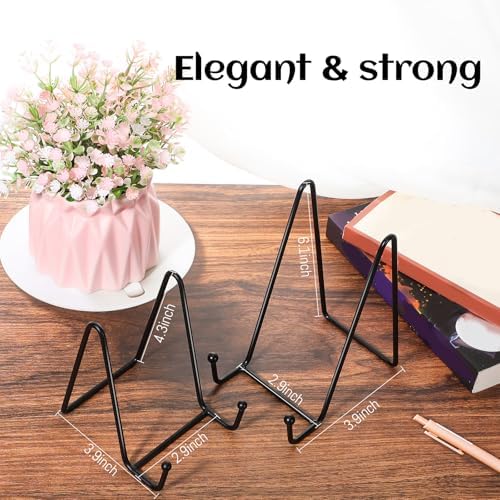 Mixweer 24 Pcs Plate Stands for Display Metal Photo Easel Stand Book Holder Plate Holder Picture for Decorative Display Easels Picture Frame Stands Rack(4.3 Inch) - Image 2
