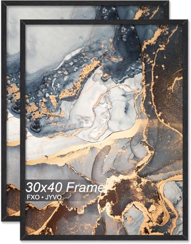 Fxojyvo 30x40 Picture Frame Set of 2 Black Engineered Wood Wall Hanging by Fxojyvo