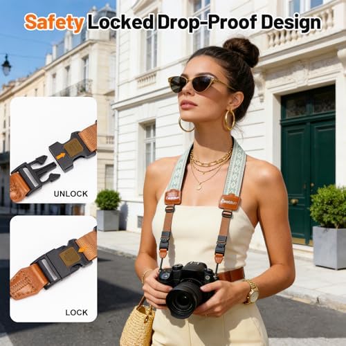 Cwatcun Bohemian Floral Camera Strap, Adjustable Crossbody DSLR Strap for Canon, Nikon, Sony, Quick Release Comfortable & Secure Neck/Shoulder Strap for Outdoor Travel Photography - Image 2
