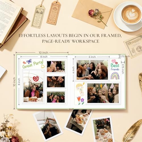 Vienrose Scrapbook Album 10x10 Inch Linen 420gsm Kraft 40 Pages Grass Green - Image 3