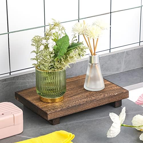 Nuogo Wood Pedestal Riser Stand for Kitchen Soap Tray,12 X 7 Inch,Brown - Image 2