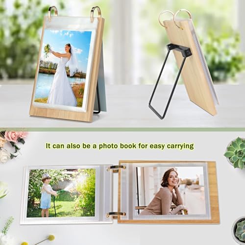 ZEEYUAN 4x6 Desk Picture Frame Vertical Standing Flip Photo Album on Stand Collection Book for Table 4x6 Photo Book Office Desktop Decor for Women, Mother's Day Birthday Gifts for Mom Wife Grandma - Image 2