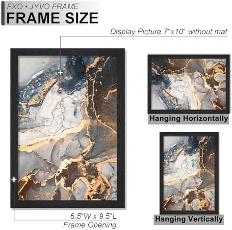 7x10 Picture Frame Set of 2 Black Engineered Wood Tabletop/Wall Hanging - Image 4