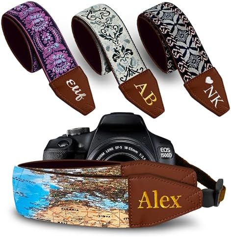 Art Tribute Custom Camera Strap World Map - Add Your Text and We Make It Especially For You Get Your Own Personalized Gift Camera Strap, No Shipping Cost! by ArtTribute