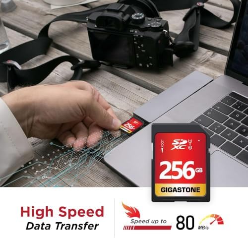 GIGASTONE 256GB SD Card UHS-I U1 Class 10 SDXC Memory Card High Speed Full HD Video Speed up to 80MB/s Nikon Sony Pentax Kodak Olympus Panasonic Digital Camera, with 1 mini case - Image 3