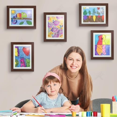 2 Pack 9x12 Front-Opening Kids Artwork Frames Changeable (Walnut) - Image 6