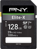 PNY 128GB Elite-X C10 U3 V30 SDXC Flash Memory Card, UHS-I, 4K UHD by PNY