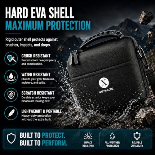 Binocular Case, Hard EVA Protective Storage Case with Water-Resistant Exterior, Carry Handle & Shoulder Strap, Fits Most Compact and Mid-Size Binoculars for Hiking, Hunting, Birdwatching & Travel - Image 4