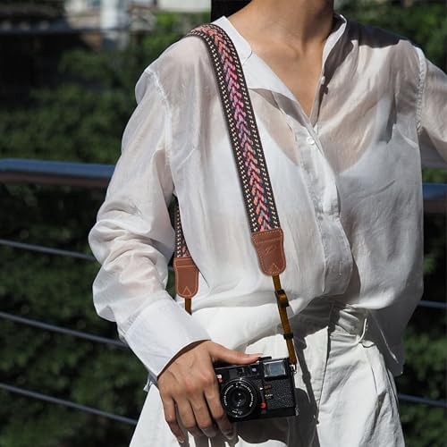 Padwa Lifestyle Speed Gray Camera Strap - 1.5" Soft Cotton Rope Weave Crazy Horse Cowhide Head Camera Straps for Photographers and All Cameras,Cute Adjustable Vintage Woven Strap for Adults & Kids - Image 5