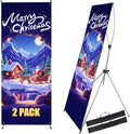 2 Pack X Frame Banner Stand Fits Banner Adjustable Size Width 35" and Height 71" to 78" with Portable Travel Bag, Customize Stand for Tradeshow, Market, Store, Display, Event, Birthday & Party by JACNITAD