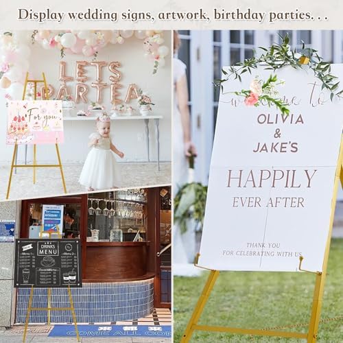 57.1" Gold Easel Stand for Sign,Tall Heavy Duty Display Easel - Image 6
