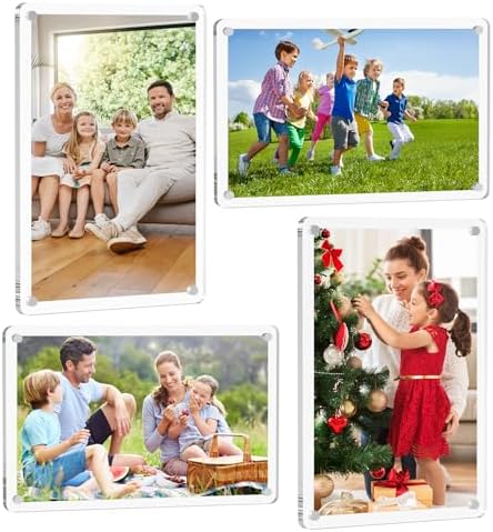 SAMYUCHO 4 Packs Acrylic 4x6 Magnetic Picture Frames for Refrigerator by Unknown