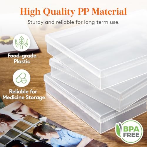 Lifewit 4x6 Photo Storage Box, 18 pcs Inner Photo Case with Lids, Clear Photo Organizers with 1 Sheet Label Sticker, Plastic Craft Storage Box for Seeds Sticker Cards Pictures Stamps Office Supplies - Image 6