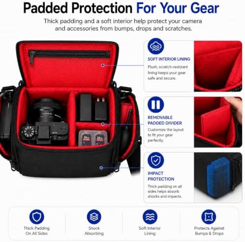 Acuvar Small Camera Bag, Waterproof Crossbody Camera Case with Shoulder Strap for Mirrorless Cameras, Compact Travel Camera Bag Fits Canon Sony Nikon Fujifilm - Image 4