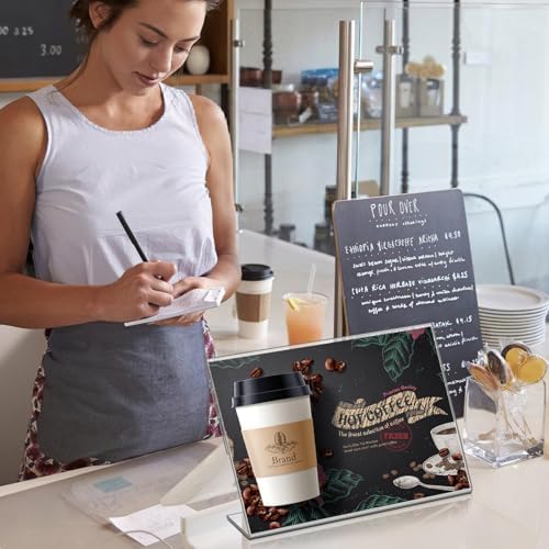 8 pack Acrylic Sign Holder 4 x 6 Inches,Clear Plastic Sign Holder Paper Photo Display，Menu Tabletop Stand，Clear Acrylic Picture Frame，Flyer Holder（Horizontal） - Image 6