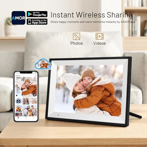 AEEZO Digital Picture Frame, 10.1 Inch Digital Photo Frame with 1280 * 800 HD IPS Touch Screen, Smart Digital Frame Built-in 32GB Memory, Auto-Rotate Easy Setup via AiMOR APP(Black) - Image 6