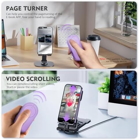 Wireless Camera Remote Control with Zoom in/Out for Android & iPhone,Versatile Shutter with Front/Rear Camera Switch,Vlogging Accessories Remote for TikTok Video & Photo,Purple - Image 6