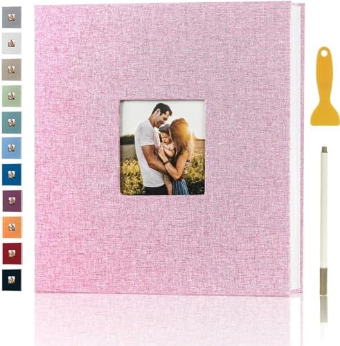 Photo Album Self Adhesive Pages Scrapbook, 11x10.6 Pink 40 Pages by Aenbuslm