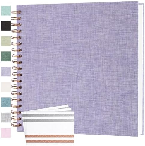 Scrapbook Photo Album 10x10 Inches 80 Pages Linen Cover Purple by Bonyomor
