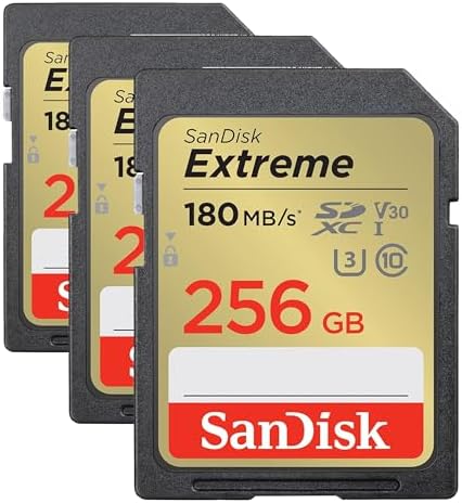 SANDISK 256GB Extreme SDXC UHS-I Memory Card - C10, U3, V30, 4K, UHD, SD Card - SDSDXVV-256G-GNCIN (Pack of 3) by Unknown