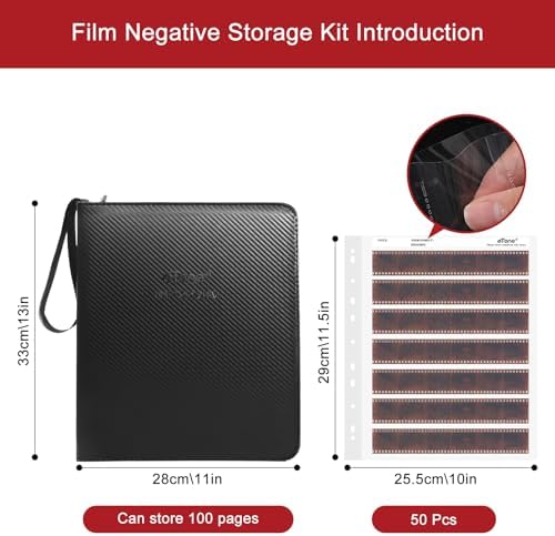 eTone 50 PCS 135 35mm Film Negative Page Preservers Sleeves,Acid-Free Storage Kit with Film Binder Box - Image 3