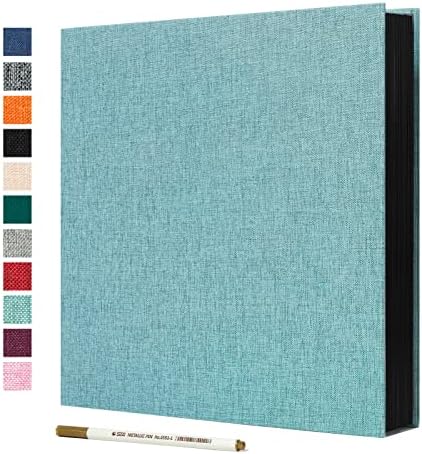 Spbapr Large Photo Album Self Adhesive Linen Cover Magnetic Scrapbook Album DIY Scrap Book 60 Black Sticky Pages for 3x5 4x6 5x7 8x10 Pictures with A Metal Pen by Spbapr