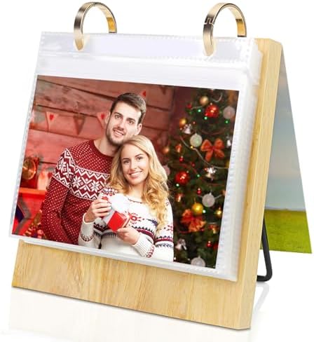 ZEEYUAN 4x6 Desktop Photo Frame Flip Photo Album on Stand with 60 Pockets, Mothers Day Gift for Mom From Daughter Son 4x6 Photo Album Desk Photo Book for Mom Grandma Gifts by ZEEYUAN