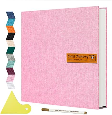Spbapr Large Photo Album Self Adhesive Magnetic Scrapbook,DIY Scrapbook Album for 4x6 5x7 8x10 Picture,60 Pages Linen Cover Memory Book for Wedding Family Baby Pets, with Metallic Pen and Scraping by Spbapr