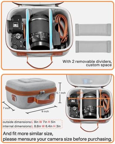 RAIACE Hard Case Compatible with Sony Alpha 7 II III IV/7R V Camera, for Nikon, for Canon, for Pentax and More. Mesh Pocket for Charger, Cables, Cards and Accessories. (case only) (Gray) - Image 4