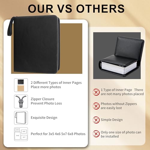 Leather Photo Album 4x6 200 Photos, DIY Scrapbook with 50 Sheets and 20 Blank Kraft Sheets, Travel Souvenir Diary Photo Book for Family Wedding Baby and Holiday Pictures - Image 7