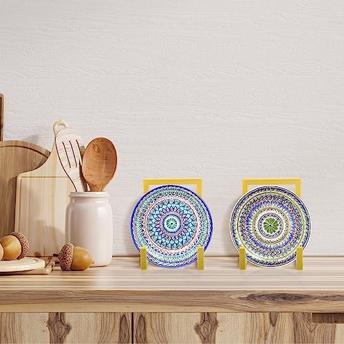 2 Pcs Large Plate Stands for Display Metal Frame Holder, Gold, 8 Inch - Image 5