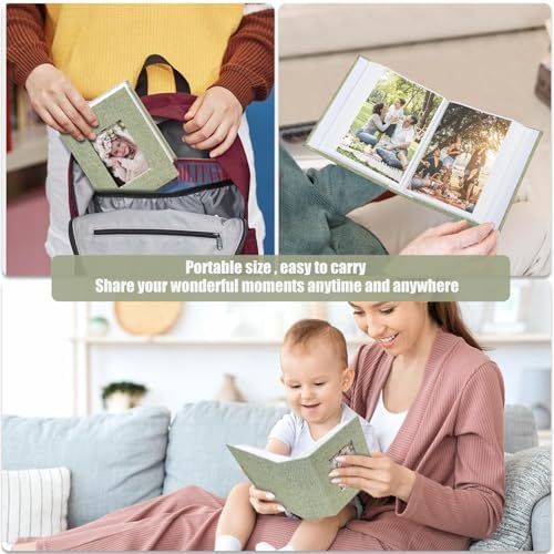 Photo Album 4x6 100 Pockets, Linen Cover Top Loader Vertical, Slip-in Picture Grass Green Pockets Albums for Wedding, Family, Anniversary, Baby, Vacation - Image 6