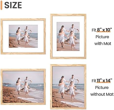 upsimples 11x14 Picture Frame, Gallery Wall Frames Set of 5, Natural Style - Image 5