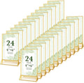 24 Pack Gold Acrylic Sign Holders 4x6 Clear Picture Frame Stands by ALFFUN