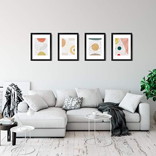 Egofine A4 Picture Frames Set of 4, Made of Solid Wood Covered by Plexiglass 5x7 and 6x8 with Mat or A4 whitout Mat, for Table Top Display and Wall Mounting Photo Frame Black - Image 6